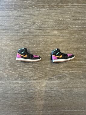 2 Retro Sneaker Shoe Charms Multi Color Accessories Fits Crocs Wristbands